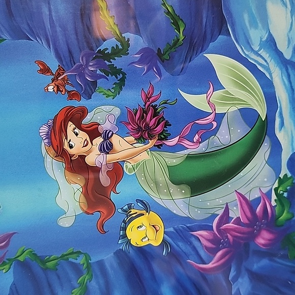 Disney The Little Mermaid Bridal Ariel with Flounder, black framed print - Picture 3 of 12